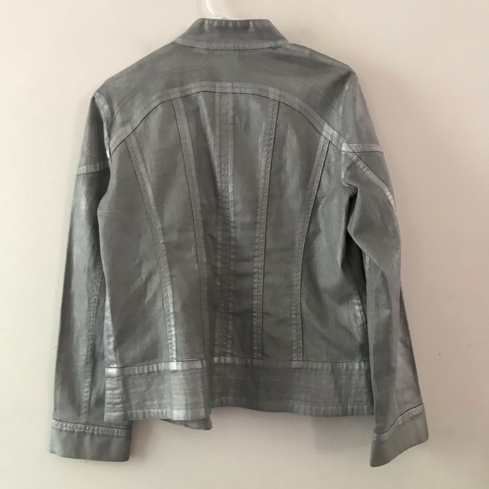 Silver metallic coated  jacket Chico’s Platinum